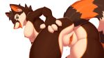  aliasing anthro anus breasts brown_eyes brown_fur brown_hair butt butt_focus canid canine clitoris countershade_butt countershade_torso countershading dripping ears_up female fluffy fluffy_tail fur hair hand_on_butt inner_ear_fluff kulza long_tail looking_at_viewer looking_back mammal multicolored_tail nude open_mouth orange_anus orange_fur orange_nose orange_pussy orange_tongue pata presenting presenting_hindquarters pussy pussy_juice raised_tail rear_view snout solo spread_butt spreading striped_tail stripes tail_aside thick_thighs tongue white_countershading white_fur 