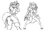  2018 anthro big_breasts breasts butt clothing equid equine female gun hair hooves horse long_hair looking_at_viewer mammal monochrome nipples pussy ranged_weapon school_uniform simple_background sketch snout solo torn_clothing uniform watsup weapon white_background 