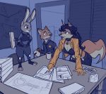  anthro beverage breasts canid canine carmelita_fox clothed clothing coffee collar disney female fox greasymojo group judy_hopps lagomorph leporid makeup male mammal nick_wilde open_mouth police_uniform rabbit sly_cooper_(series) smile sony_corporation sony_interactive_entertainment standing sucker_punch_productions uniform video_games zootopia 