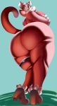  anthro big_butt butt clothed clothing domestic_cat eyelashes felid feline felis female footwear fur green_eyes high_heels huge_butt isolatedartest_(artist) looking_at_viewer mammal pink_fur shima_luan shoes simple_background slit_pupils solo super_planet_dolan thick_thighs vimhomeless wide_hips 