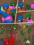  anthro anthro_on_anthro big_breasts blue_body breasts comic dragon female green_body group hi_res horn male scalie thebigbadwolf01 