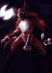  2014 angry animal_genitalia anthro balls canid canine claws erection glowing glowing_eyes knot male mammal moon navel nude open_mouth penis solo standing transformation watsup were werecanid werecanine werewolf 