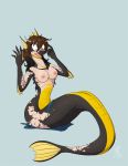  2019 anthro blue_eyes breasts brown_hair clothing evilkitsune71290 female hair human_to_anthro naga nipples nude open_mouth reptile scalie simple_background snake solo species_transformation surprise tomek1000_(character) torn_clothing transformation 