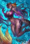  animal_humanoid breasts bubble cleavage clothed clothing female fish fish_humanoid girlsay grey_skin hair hi_res humanoid jewelry marine marine_humanoid multicolored_hair necklace pink_eyes skimpy small_waist underwater water wide_hips 