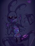  animatronic bombay_(artist) bonnie_(fnaf) female five_nights_at_freddy&#039;s hi_res lagomorph leporid lipstick looking_at_viewer machine makeup mammal neon rabbit robot seductive simple_background spreading tagme video_games 