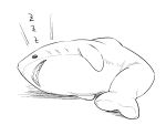  fins full_body gills highres ikea ikea_shark meido_yomi monochrome no_humans open_mouth sharp_teeth sleeping stuffed_animal stuffed_shark stuffed_toy teeth zzz 