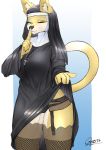  absurd_res anthro cross domestic_cat felid feline felis female hi_res mammal nun omega56 solo 