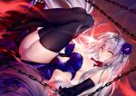  chain dress elbow_gloves fate/grand_order fate_(series) flowers gloves gray_hair jeanne_d&#039;arc_alter long_hair signed thighhighs xin_(moehime) yellow_eyes 