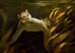  2019 alsareslynx anthro detailed_background digital_media_(artwork) felid feline fur green_eyes lynx male mammal solo swimming tan_fur underwater water 
