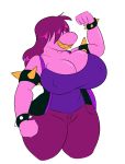  2019 big_breasts bracelet breasts cleavage clothed clothing deltarune hi_res huge_breasts jewelry kingretrokirby nipple_outline scalie smile solo susie_(deltarune) video_games 