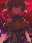  1girl aura bow breastplate brown_hair closed_mouth dark_aura doku_ringo36 dyute_(fire_emblem) fire_emblem fire_emblem_echoes:_mou_hitori_no_eiyuuou fire_emblem_heroes hair_bow highres long_hair ponytail red_eyes solo upper_body 