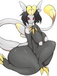  &lt;3 &lt;3_eyes anthro big_breasts black_hair breasts claws dragon female hair hi_res jangmo-o napdust nintendo nipples nude open_mouth pok&eacute;mon pok&eacute;mon_(species) red_eyes reptile scalie simple_background solo thick_thighs video_games 