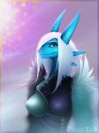  anthro blue_scales breasts female fish front_view hair hi_res josa looking_at_viewer marine multicolored_scales pustyxox scales shark solo white_hair 