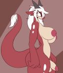  2019 anthro areola balls big_breasts big_butt biped breasts butt dickgirl dragon erection eyelashes fur hair hi_res horn humanoid_penis intersex inverted_nipples long_hair looking_at_viewer multicolored_fur nipples non-mammal_breasts nude penis scalie sepiruth simple_background solo spinel standing thick_thighs white_hair wide_hips 