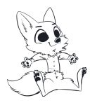  2019 anthro barefoot belly_tuft black_and_white bottomless canid canine cheek_tuft claws clothed clothing disney featureless_crotch fox fuel_(artist) knee_tuft mammal monochrome neck_tuft pawpads simple_background sitting skye_(zootopia) smile tight_clothing toe_claws tuft white_background zootopia 
