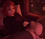  andrea_(bzeh) anus aphex_twin bed butt bzeh clothed clothing female fur hair lagomorph legwear leporid mammal masturbation partially_clothed pussy rabbit red_hair stockings white_fur 