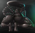  2019 absurd_res alien alien_(franchise) anal anal_beads anal_penetration big_butt butt digital_media_(artwork) eyeless female hi_res huge_butt humanoid looking_back not_furry nude penetration popogori pussy rear_view sex_toy simple_background solo tail_play thick_thighs wide_hips xenomorph 