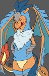  armwear articuno bottomless charizard clothed clothing cosplay elbow_gloves female gloves green_eyes hi_res hoodie legendary_pok&eacute;mon leggings legwear mursa nintendo one_eye_closed pok&eacute;mon pok&eacute;mon_(species) tongue video_games wink 