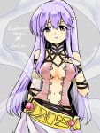  1girl breasts character_name cosplay fire_emblem fire_emblem:_kakusei fire_emblem:_seisen_no_keifu long_hair medium_breasts naga_(fire_emblem) naga_(fire_emblem)_(cosplay) parted_lips purple_eyes purple_hair solo twitter_username yukia_(firstaid0) yuria_(fire_emblem) 