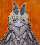  animal_humanoid arthropod arthropod_humanoid blush chausie_morgan female fluffy front_view fur half-length_portrait humanoid insect insect_humanoid insect_wings lepidopteran lepidopteran_humanoid monster_girl_(genre) moth moth_humanoid neck_tuft pink_lips portrait smile solo traditional_media_(artwork) tuft wings 
