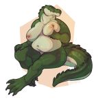  anthro bedroom_eyes belly big_belly big_breasts breasts crocodile crocodilian crocodylid female fgs flynx-flink green_scales half-closed_eyes hi_res holding_breast long_tail nipples non-mammal_breasts nude overweight overweight_female reptile scales scalie seductive smile solo teeth thick_tail thick_thighs webbed_feet 
