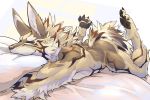  absurd_res bed butt canid canine canis hi_res jackal laying_on_front male mammal nude pawpads pillow seth_(tas) sleeping tokyo_afterschool_summoners tupidwithouts video_games 