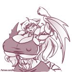  abs anthro big_breasts breasts canid canine female huge_breasts hybrid mammal membranous_wings muscular muscular_female n647 nipple_outline wings 