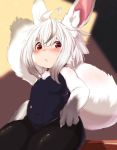  anthro blush bunny_costume chest_tuft clothing costume cub female fur hair horizontal_pupils lagomorph legwear leotard leporid mammal pantyhose rabbit red_eyes slightly_chubby tuft white_fur white_hair young 川途 