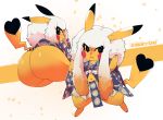  big_butt butt cleft_tail clothed clothing female gats hair hi_res japanese_clothing kimono looking_at_viewer looking_back makeup mammal multicolored_hair nintendo orange_hair pikachu pok&eacute;mon pok&eacute;mon_(species) rodent short_stack solo video_games white_hair 