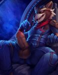  2019 anthro balls clothing digital_media_(artwork) erection guardians_of_the_galaxy humanoid_penis male mammal marvel nurinaki open_mouth penis procyonid raccoon rocket_raccoon solo teeth tongue tongue_out 