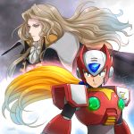  2boys alucard_(castlevania) armor blonde_hair blue_eyes castlevania long_hair male_focus multiple_boys okiayu_ryoutarou rockman rockman_x seiyuu_connection super_smash_bros. togeshiro_azami zero_(rockman) 