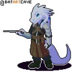  1:1 animated anthro batartcave belt_pouch black_clothing blue_eyes brown_clothing clothed clothing digital_media_(artwork) dragon front_view full-length_portrait fully_clothed knife loop male pixel_(artwork) portrait solo standing three-quarter_view 