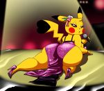  backview big_breasts big_butt bow bracelet breasts butt clothing collaboration cosplay_pikachu crovirus dress eyeshadow female flower footwear hi_res high_heels ipan jewelry lipstick looking_at_viewer lying makeup microphone musical_instrument nintendo on_front piano pikachu plant pok&eacute;mon pok&eacute;mon_(species) shoes short_stack singer singing spotlight video_games voluptuous 