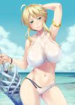  artoria_pendragon_(lancer) bikini fate/grand_order mukunokino_isshiki swimsuits weapon 