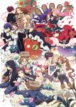  5boys 6+girls animal_ears apple bear_ears bear_paws bear_tail black_legwear blazer blue_hair boots box breasts broken_glass brown_eyes brown_hair cardboard_box cleavage closed_eyes creator_connection crown dress epaulettes fang flower food freckles fruit glass glasses gloves green_eyes hand_in_pocket highres himemiya_anthy hood hoodie hug jacket jinnai_enta kuji_toi kumaria lily_(flower) mawaru_penguindrum multiple_boys multiple_girls natsume_masako necktie oginome_ringo open_mouth paw_gloves paw_shoes paws petals pink_hair purple_eyes purple_hair red_flower red_hair red_rose rose sarazanmai scarf school_uniform serafuku shio_(s_alt_shio) shoes shorts shoujo_kakumei_utena sitting skirt smile star sweater_vest tail takakura_himari takakura_kanba takakura_shouma tenjou_utena thigh_boots thighhighs tsubaki_kureha twintails waves wings yasaka_kazuki yuri yuri_kuma_arashi yurigasaki_lulu yurishiro_ginko 