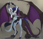  2019 anthro bdsm bite bondage bound breasts clothing cum dragon duo female fur linuell male male/female mammal membranous_wings nipples penetration scalie sergal sex tongue wings 