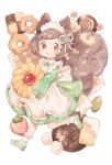  1girl :o animal_ears apron blush bobby_socks brown_eyes brown_hair checkerboard_cookie commentary_request cookie dress food frilled_apron frills full_body green_dress green_footwear hair_ornament hair_ribbon holding holding_food long_sleeves looking_at_viewer maid_headdress mary_janes mokarooru original ribbon running shoes short_hair socks solo squirrel_ears squirrel_tail tail traditional_media watercolor_(medium) white_apron white_legwear white_ribbon x_hair_ornament 