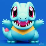  1:1 3_toes 3d_(artwork) 4_fingers ambiguous_gender black_pupils blue_background digital_media_(artwork) front_view henry_vargas hi_res nintendo pink_eyes pink_tongue pok&eacute;mon pok&eacute;mon_(species) simple_background solo toes tongue totodile video_games 