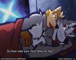  animated canid canine canis fox fox_mccloud male male/male mammal nintendo sleeping spooning star_fox text ventkazemaru video_games whiskers wolf wolf_o&#039;donnell 