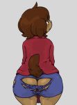  2018 animal_crossing anthro bottomwear butt butt_focus canid canine canis clothed clothing digby_(animal_crossing) digital_drawing_(artwork) digital_media_(artwork) domestic_dog fluffyfrumples freckles fur girly hair male mammal nintendo pants shih_tzu shy simple_background solo standing tearing tight_bottomwear tight_clothing tight_pants torn_clothing toy_dog video_games wardrobe_malfunction wide_hips 