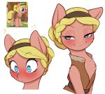  2019 absurd_res bedroom_eyes blonde_hair blue_eyes blush captainpudgemuffin embarrassed equid equine feral friendship_is_magic hair half-closed_eyes hi_res horse mammal my_little_pony pony portrait seductive smile solo 