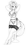  2019 absurd_res anthro anthrofied applejack_(mlp) areola black_and_white breasts clothing crotchless_panties equid equine female freckles friendship_is_magic hi_res horse legwear lingerie longinius mammal monochrome my_little_pony nipples panties pony pose pussy solo standing stockings thick_thighs underwear 