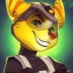 1:1 2019 animated anthro black_lips fur green_eyes kyander lombax mammal ratchet ratchet_and_clank red_nose smile solo teeth video_games yellow_fur 