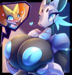  &lt;3 android android_lillia anthro areola big_breasts blush braixen breast_fondling breast_squish breasts canid canine canis cleavage clothed clothing eyelashes female fondling fox hand_on_breast hi_res huge_breasts inverted_nipples lips machine male mammal nintendo nipples open_mouth pok&eacute;mon pok&eacute;mon_(species) presenting presenting_breasts r-mk robot seductive smile squish sweet_braixen tongue tongue_out video_games wolf 