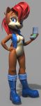  boots breasts clothing female footwear hair hi_res lemurfeature nicole red_hair sally_acorn solo sonic_(series) standing 