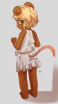  2019 anthro auvere blush claws clothed clothing cub depth_of_field digital_media_(artwork) female fur green_eyes hair hi_res looking_at_viewer looking_back mammal mouse murid murine open_mouth rodent simple_background solo toga young 
