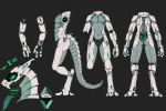  3_fingers 3_toes ambiguous_gender android dragon frostwyrm102 machine mecha model_sheet nude robot simple_background solo synth_(vader-san) synthetic toes tongue traditional_media_(artwork) 