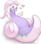  &lt;3 ambiguous_gender erumeruta front_view goodra green_eyes hi_res lying nintendo on_back pok&eacute;mon pok&eacute;mon_(species) simple_background slime solo video_games white_background 