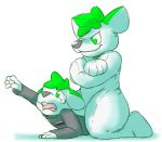  2018 5_fingers animate_inanimate anthro black_nose clothed clothing crying digital_drawing_(artwork) digital_media_(artwork) duo fur green_eyes green_fur green_hair hair jermone_(sexotheque) living_plushie male mammal mouse multicolored_fur murid murine nude open_mouth plushie rodent sexotheque sexotheque_(copyright) simple_background smile tears teeth two_tone_fur white_background white_fur 