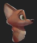  2019 ambiguous_gender anthro black_background bust_portrait canid canine disney fox fuel_(artist) green_eyes hi_res mammal neck_tuft nick_wilde portrait red_fox side_view simple_background solo tuft zootopia 